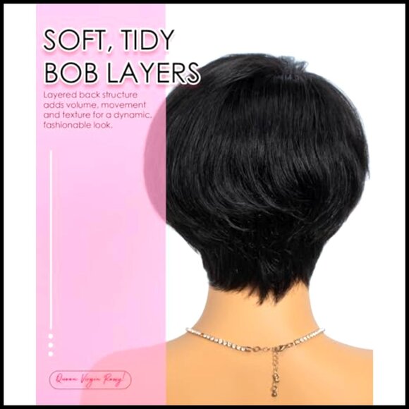 Pixie Cut Human Hair Wig with Bangs Short Glueless Lightweight Daily Wear main image 4